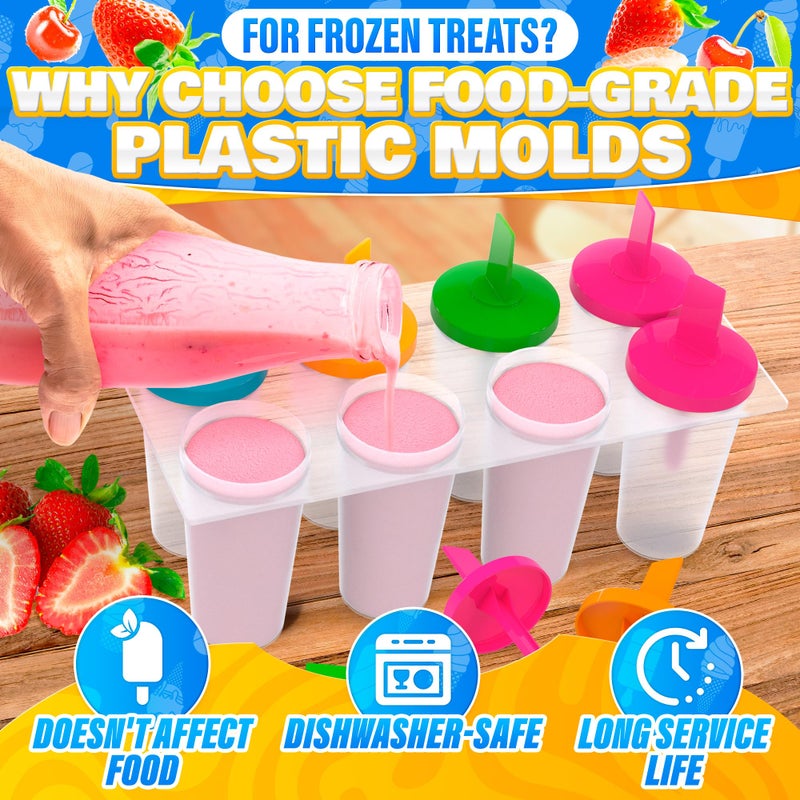 ALPENKOK Ice Cream Maker Ice Pop Mold - 8Pcs Popsicle Maker Ice Cream Popsicle Molds Reusable Ice Popsicle Sleeves - Popsicles Molds Ice Cream Mold Popsicle Holders - Image 3